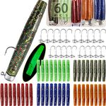 VMSIXVM Ned Rig Jig Heads Fishing Lures kit, Ned Rigs Jighead with Soft Plastic Worms Stick Baits, Ned Rig Hooks Ned Worm Combo for Bass Fishing, Finesse Mushroom Jig Head Freshwater Saltwater