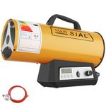 SIAL 51,300 Btu/hr Gas Fan Heater - Portable Heater with Electronic Switch, Auto-Off, Yellow, 15kw [Energy Class A]