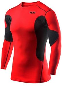 TCA Men's SuperThermal Compression Base Layer Football Running Top Long Sleeve Thermal Under Shirt - Crew Neck - Team Red/Black, Small