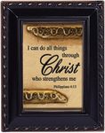 Cottage Garden I Can Do All Things Through Christ Black Gold Rope Trim Small 2 x 3 Frame Plaque