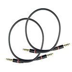 Seadream 2Pack 6 inch 4-Pole 3.5mm Male to 3.5mm Male Stereo Audio Cable Headset Extension Cable for Beats Dr. Dre Studio iPhone,M to M Audio Cable (2Pack Male to Male Black)