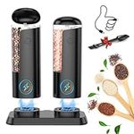 Automatic Pepper Grinder Salt Mill: Rechargeable Salt and Pepper Mill Set Electric Salt Grinder Adjustable Pepper Mills Refillable Salt Pepper Grinders Large Capacity Automatic Salt Shaker