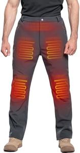 DEWBU Heated Pants for Men with 12V Battery Pack, Pure Grey, L | Fast Heating, 5 Heating Zones, Fleece Lined, Water Resistant, Machine Wash, Winter Hunting, Outdoor Work, Motorcycle Trouser