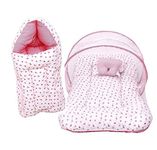 Fareto Baby Gift Pack Set Mattress with Net & Sleeping Bag(0-6 Months) Pink