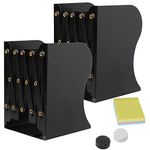 Book Ends, DARUITE Metal Bookends Adjustable Book Ends Expanding Heavy Duty Bookends Book Ends for Book Shelves Desk Organiser Non-Skid Book Holder for Kids School Supplies, 2PCS Black