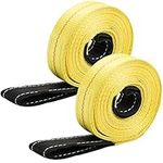 TOPZEA 2 Pack Crane Towing Strap, 20 Feet x 2 Inch Durable Nylon Lift Sling Straps Flat Eyes, Heavy Duty Tree Saver Recovery Straps Web Sling Winch Straps for Vehicle, Constructions, Steel, Trailer