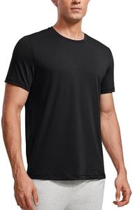 CRZ YOGA Short Sleeve Shirts for Men Quick Dry Workout Classic Fit T-Shirt Casual Daily Comfy Tee Tops Black Medium