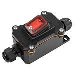 Gebildet Inline Cord Switch DPST Rocker Switch IP66 Waterproof, 20A-12VDC /16A-24VDC/20A-125VAC/16A-250VAC, Open Double Hole Waterproof Box Two-Side Entry (Red Led)(Patent No.-015058842)