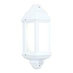 National Lighting HALBURY LED Outdoor 7W Outdoor Garden LED White Half Wall Lantern PIR Motion Sensor Presence Detector IP44 Rated