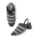 Marc Loire Women's Knitted Round Toe Block Heel Mules for Casual and Formal Wear (Charcoal, 6)