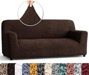 PAULATO BY GA.I.CO. Sofa Slipcover - Stretch Couch Cover - Stylish Cushion Sofa Cover - Soft Fabric Slip Cover - 1-Piece Form Fit Washable Protector for Pet - Microfibra Collection - Dark Brown