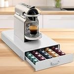 Navaris Coffee Pod Holder Drawer - 50 Capsule Storage Organiser Tray Container Box Stand - Compatible with Standard Sizes of Pods and Capsules - White