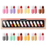 Mysense 12 Colors Lipstick Set,Mini Matte Lipstick,Lip Pill Lipstick,Waterproof High Pigment Mini Capsules Velvet Pill Lip Stick