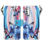 Zase Design for Nokia G310 5G (2023) Wallet Phone Case Protective Cover Cute Design Premium PU Leather Flip Folio Magnetic Closure w/Kickstand ID Card Slot Wrist Strap (Blue Bird)