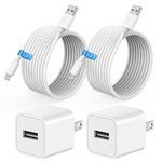 iPhone Charger 10ft 2Pack[Apple MFi Certified],2X Long iPhone Charger Cord 10ft and 2X USB Wall Charger Plug,iPhone Charger Block with Lightning Cable 10ft for iPhone 14/13/12/11/XS/XR/X/8/7/6/5/iPad