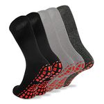 NOVAYARD 5 Pairs Non Slip Socks Hospital Diabetic Non Skid Socks Yoga Pilates Slipper Socks Men Women(Black+Grey+Dark gray,Large)