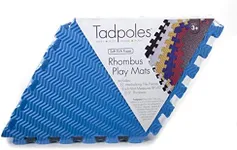 Tadpoles 12-Piece Rhombus Shaped Playmat | Interlocking Foam Mats | Soft and Durable | Total Floor Coverage of 54” x 40” | Ideal for the Playroom, Den, Bedroom, and More | For Kids and Adults | Blue