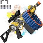 Electric Automatic Toy, Toy with 30 Dart Clips and 100 Foam Darts, Outdoor Shooting Games Toys for 6-12 Year Old Boys & Girls Adults, Presents for Birthday Xmas,Yellow