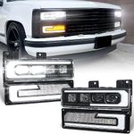 MOVOTOR LED Headlight Assembly Replacement 500% Bright Anti-glare Headlamps with Welcome DRL Turn Signal Lights Compatible with 1988-1998 Chevy GMC C/K 1500 2500 3500 Suburban Silverado Tahoe Yukon