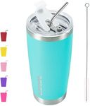 BJPKPK Stainless Steel Tumbler with Lid and Straw 20 oz Insulated Tumblers Thermal Cup for Hot and Cold Drinks,Turquoise