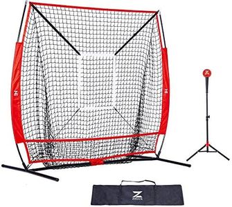 ZELUS Baseball Net Kit with Tee and Strike Zone, 5x5ft Softball Training Equipment for Hitting & Pitching, Portable Indoor Outdoor Batting Practice Net with Storage Bag and Baseball for Kids & Adults