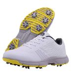 Zakey Waterproof Professional Golf Shoes Men Spikes Golf Sneakers Male Outdoor Anti Slip Walking Footwears, White, 10