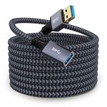 Hisatey USB Extension Cable 25 ft, Long USB Extension Cable USB Extender Nylon Braided USB 3.0 Extension Cable for Webcam, Camera, Phone, Mouse, Keyboard, Printer and More