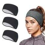 TAGVO Winter Sports Headbands, 3 Pack Thermal Stretchy Ear Warmers Moisture Wicking Running Head Bands, Women Athletic Ear Muffs Ski Head Bands - Fit for Yoga, Cycling, Basketball, Fitness