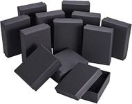 LATERN 12Pcs Black Cardboard Jewellery Boxes, 9 x 7 x 3cm Samll Gift Box Packaging Display Box with Foam Inserts for Earrings Necklaces Bracelets Rings Anklets Gift Packaging (Black)