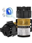 LUXWELL Booster Pump for RO/Water Purifier - 100 GPD, 24v DC Copper Winding, 2 Elbow, Taplon Tape - Black Universal RO Motor - Compatible with KENT, Aqua and All Other RO - 2 Year Warranty