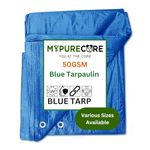 MYPURECORE Large Blue Tarpaulin in Various Sizes - Durable, Water & UV Resistant Tarp Plastic Sheet for Outdoor, Camping, Tent Groundsheet & Garden - Ground Sheet for Versatile Use (2m x 3m)