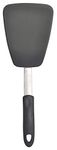 Baskety Silicone Slotted Turner Spatula Heat Resistant Non-Stick Soft Grip, Stainless Steel.(TURNER-1B-Black) (Floral)