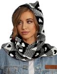 Zilcremo Women Winter Knitted Hooded Long Scarf Warm Shawl Wrap Head Scarves Heart One Size