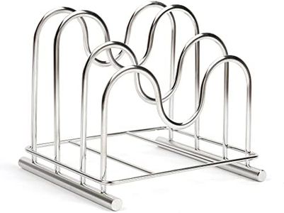 LENITH 304 Stainless Steel Wire Cutting Board Holder, Rack Organizer for Kitchen with 3 Sectional Compartments, Silver
