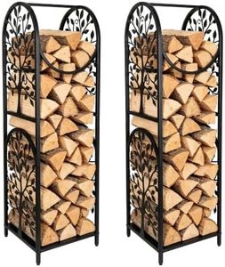 4FT Firewood Rack Outdoor Set of 2, Fireplace Log Holder, Fire Wood Rack