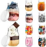 Stock Your Home 4 oz Mason Jars with Lids (10 Pack), Plastic Dessert Cups with Lids, Mini Mason Jars with Lids for Small Desserts, Cheesecake Shooters, and Parfait Cups, Disposable Party Dessert Cups