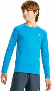 DEVOROPA Youth Boys Compression Thermal Shirts Long Sleeve Undershirt Fleece Baselayer Mock Top Carolina Blue S