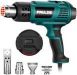 Heat Gun - PRULDE Dual Protection Fuses 1500W Heavy Duty Fast Heat Hot Air Gun with 122℉ to 1202℉ Dual-Temperature Settings and 4 Nozzles with Overheat Protection for Crafts, Vinyl Wrap, Shrink Tubing