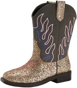 Boys Cowboy Boots Toddler Girls Cowgirl Boots Glow In The Dark Little Big Kid Western Glitter Mid Calf Embroidered Pull On Low Heel All Seasons Unisex-Child Comfortable Party Birthday Dress Up Dance 8