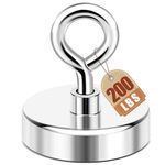 DIYMAG Fishing Magnets, 200 lbs(90 KG) Pulling Force Rare Earth Magnet with Countersunk Hole Eyebolt Diameter 1.75 inch(44mm) for Retrieving in River and Magnetic Fishing