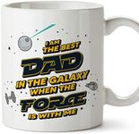 MUGFFINS Father/DAD Mug - in English - Best Family in The Galaxy The Force is with Me - Funny Gift for Father's Day - Ceramic 11oz Mug