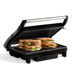 Lifelong Sandwich Maker|Electric Griller & Toaster|Panini Maker with Non-Stick Coating,180° Open Flat Grill,Auto Cut-Off,Fixed Plates,Cool Touch Handle & Power Indicator(LLCG02,Black),800 Watts