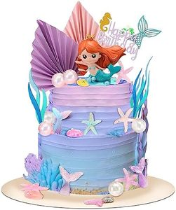 25 Pcs Mermaid Under the Sea Cake Toppers Kit with Resin 3D Mermaid, Seaweed Palm Leaves Cupcake Topper Picks Bubble Starfish Shell Mermaid Tail Decoration for Kids Baby Shower Mermaid Party Supplies