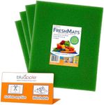 Bluapple FreshMats - Refrigerator Bin Liners, Fridge Drawer Mats - Keeps Produce Fresh Longer, Prevents Bruising, Promotes Air Circulation - BPA-Free Polyurethane Foam - (4-Piece Set, 12"x15", Green)