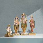 Craft_N_Decor Ram Darbar with Ram, Laxman, Sita and Hanuman Murti Idol Statue Sculpture | Decorative Idols - Home Decor | Ram Darbar Murti for Home | Resin - Multicolour - 12" Inches (Big Size)