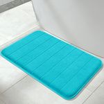 Yimobra Memory Foam Bath Mat Large Size 31.5 by 19.8 Inches, Soft and Comfortable, Super Water Absorption, Non-Slip, Thick, Machine Wash, Easier to Dry for Bathroom Floor Rug, Lake Blue