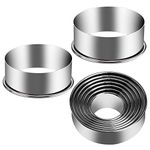 KSPOWWIN 9 Pieces Stainless Steel Cookie Cutter Set Biscuit Plain Edge Round Cutters Metal Ring Baking Molds Ranging from 2-6 Inches