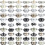 Chivao 60 Pcs Masquerade Masks for Women Men Couple Bulk Venetian Mask Vintage Antique Adult Face Halloween Costumes Party(Classic)