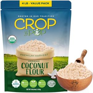 CROP BY POP - Organic Coconut Flour, (64 Oz - 4 LB) USDA Organic & Non GMO Certified - Plant Based, Vegan, Kosher