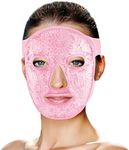 Hot and Cold Therapy Gel Bead Full Facial Mask by FOMI Care | Ice Face Mask for Migraine Headache, Stress Relief | Reduces Eye Puffiness, Dark Circles | Fabric Back | Freezable, Microwaveable